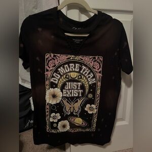 Cold Crush Celestial Butterfly Graphic Tee Black Small Juniors Boho Mystical ||